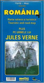 Romania plus Jules Verne - touristic and road map / Romania plus urmele lui Jules Verne - Harta rutiera si turistica