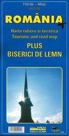Rumänien + Holzkirchen : Straßenkarte / Romania + Bisericii de lemn : Harta rutiera si turistica