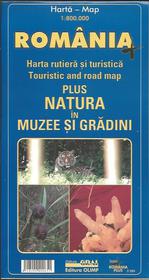 Straßenkarte Rumänien plus Natur in Museen und Gärten / Romania plus natura in muzee si gradini : harta rutiera si turistica