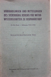 Verhandlungen und Mitteilungen des Siebenbürgischen Vereins für Natur - Wissenschaften zu Hermannstadt