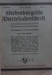 Siebenbuergische Vierteljahresschrift: 60. Jahrgang Januar- Juni 1937 Nr. 1-2 Korrespondenzblatt des Vereins für Siebenbürgische Landeskunde