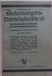 Siebenbuergische Vierteljahresschrift: 60 Jahrgang Oktober -Dezember 1937 Nr. 4 Korrespondenzblatt des Vereins für Siebenbürgische Landeskunde