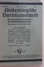 Siebenbuergische Vierteljahresschrift: 63. Jahrgang Januar- März 1940 Nr. 1 Korrespondenzblatt des Vereins für Siebenbürgische Landeskunde