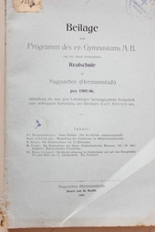 Programm des ev. Gymnasiums A. B. und der damit verbundenen Realschule zu Nagyszeben (Hermannstadt) pro 1905/06