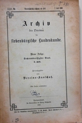 Archiv des Vereins für siebenbürgische Landeskunde. Herausgegeben vom Vereins-Ausschuß. 2. Heft 36. Band