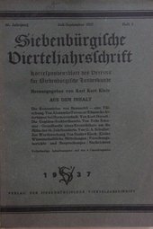 Siebenbuergische Vierteljahresschrift: 60. Jahrgang Juli- September 1937 Nr. 3 Korrespondenzblatt des Vereins für Siebenbürgische Landeskunde