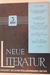 Neue Literatur. Zeitschrift des Schriftstellerverbandes der Sozialistischen Republik Rumäniens. 11. Jg., Heft 3, 1960